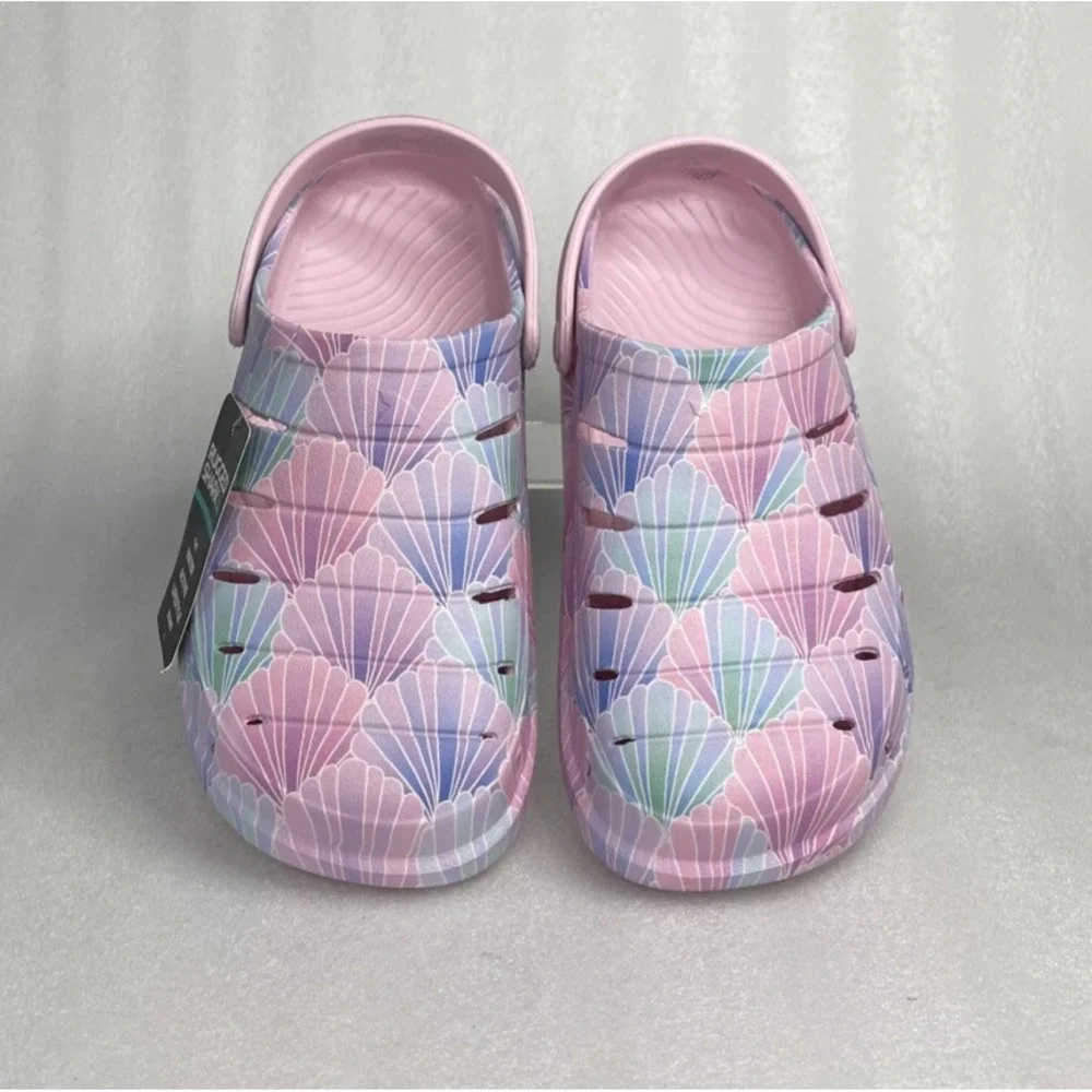 Rugged Shark Eva Shell Print Pink Clogs Slip on Sandals Big Girls Size 6 NEW